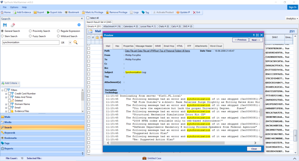 Interface design of MailXaminer digital forensics software